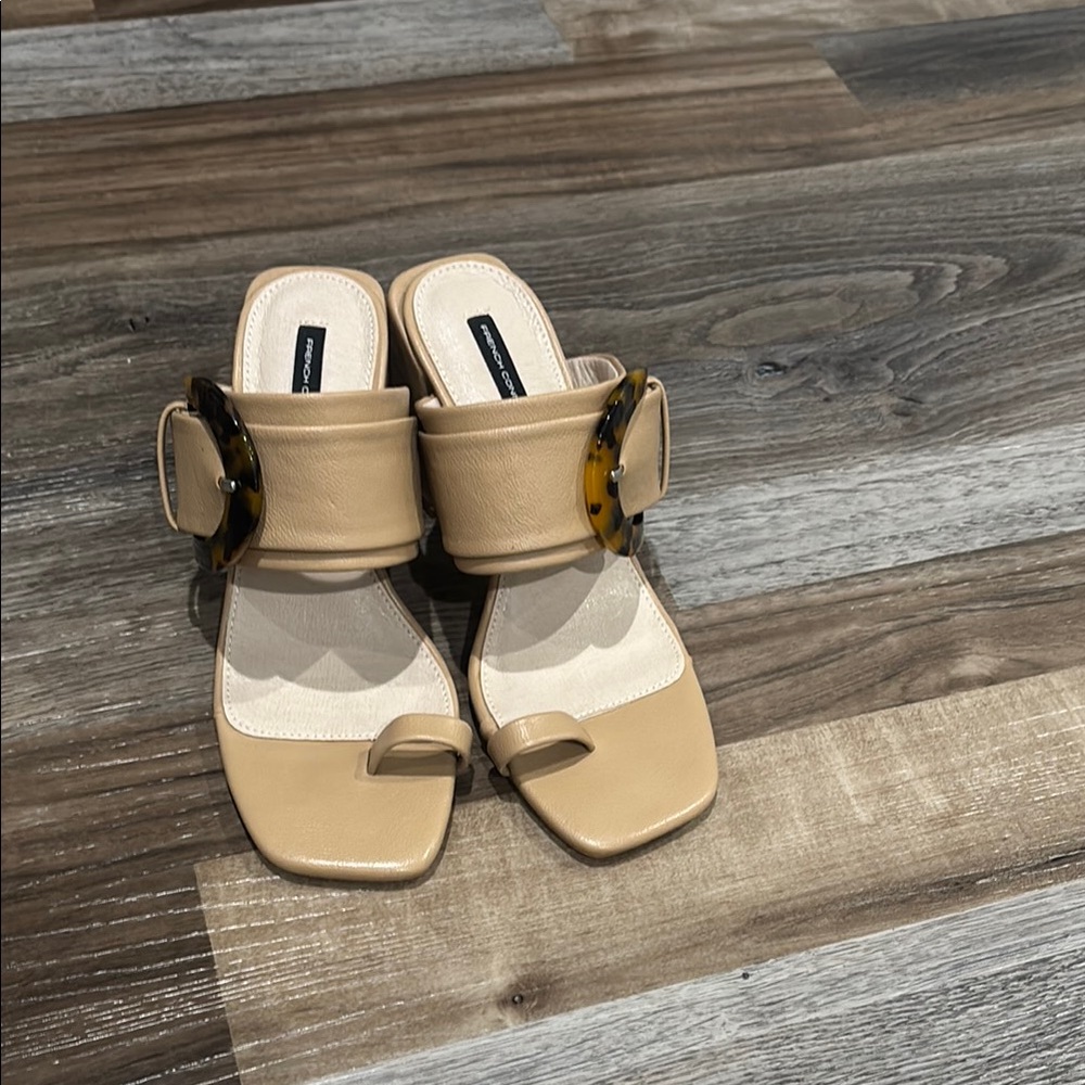 Beige Open-Toe Women's Mules
